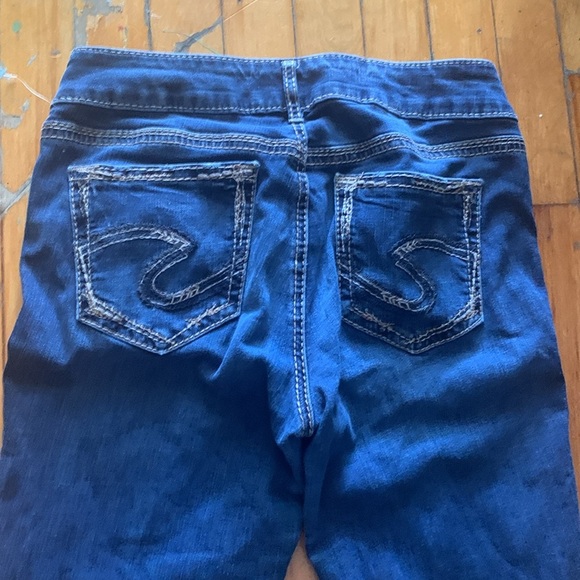 Y2K low rise Silver Jeans Women's Dark Blue Boot flare Cut Jeans - Picture 2 of 6